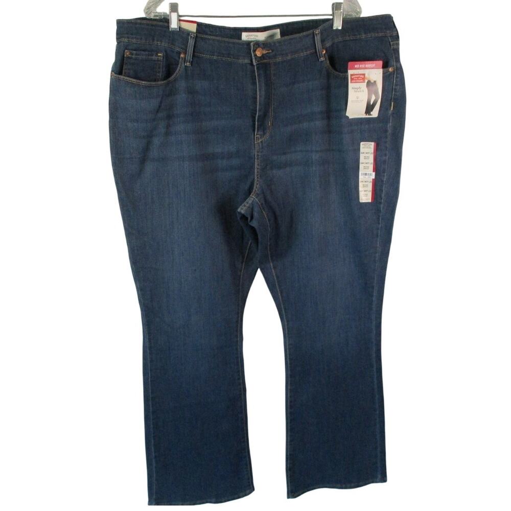 Levi Signature Women's Mid Rise Boot Cut Dark Wash Stretch Blue Jean NWT Size 24